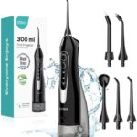 COSLUS Water Dental Flosser Teeth Pick: Portable Cordless Oral Irrigator 300ML Rechargeable Travel Irrigation Cleaner IPX7 Waterproof Electric Flossing Machine for Teeth Cleaning C20(F5020E)